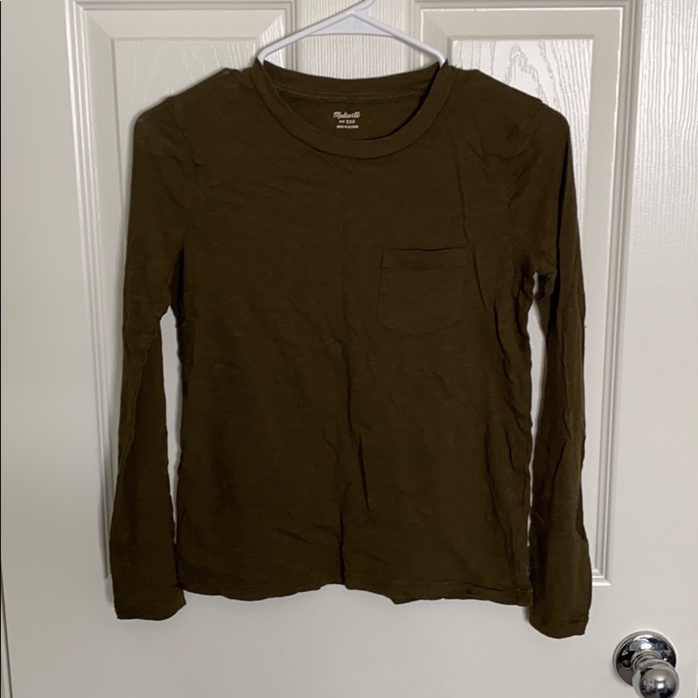 Madewell olive long sleeve crew neck tee